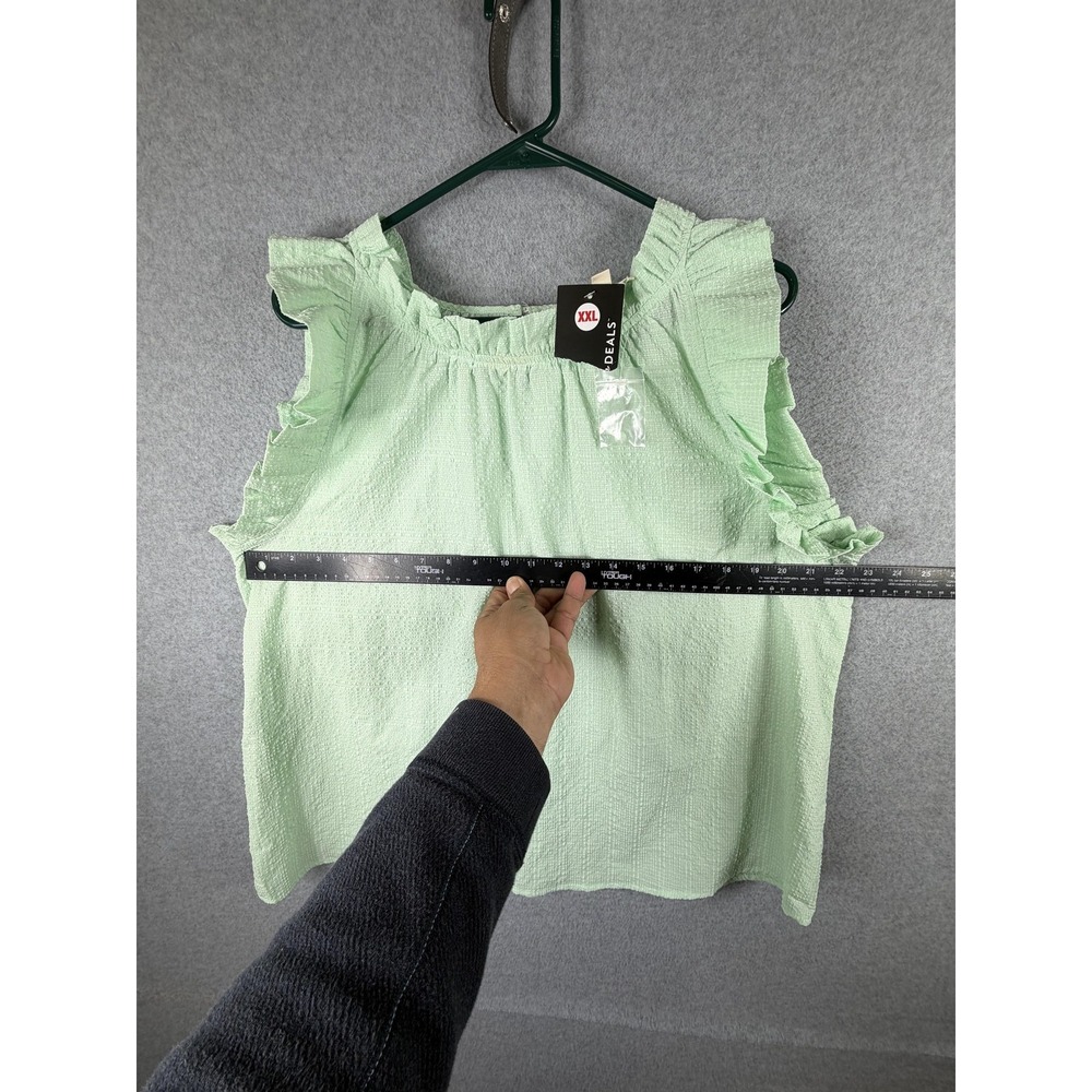 Perch By Blu Pepper Blouse Womens 2XL Mint Green Ruffle Sleeveless Textured Top - Picture 5 of 9